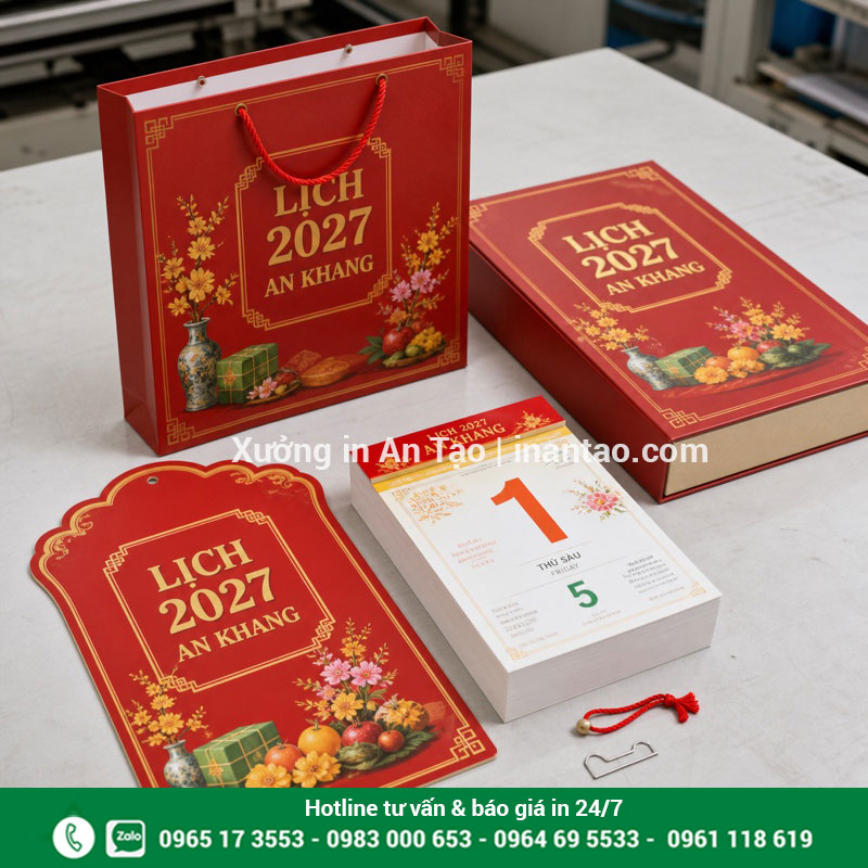 Cấu tạo bộ lịch bloc hoàn chỉnh Các bộ phận cấu tạo lịch bloc gồm bìa, tập giấy, nẹp, móc, hộp và túi