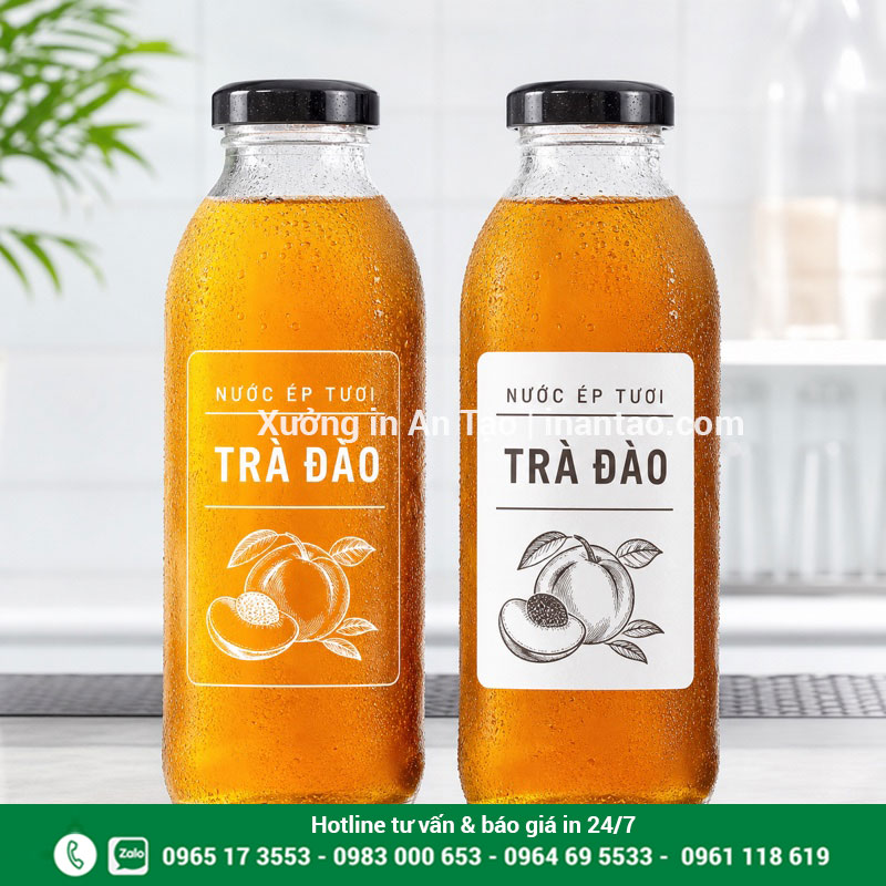 So sánh decal trong với decal nhựa sữa Decal trong và decal nhựa sữa dán chai đồ uống chống nước