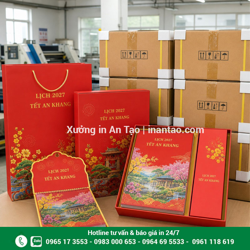 Hộp túi và thùng bảo vệ lịch bloc khi vận chuyển Đóng gói lịch bloc thành phẩm để giao khách hàng