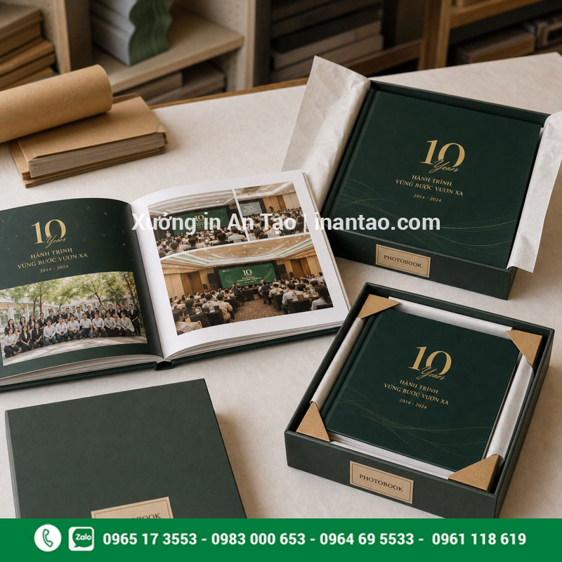 Đóng gói photobook thành phẩm trước khi giao Photobook doanh nghiệp hoàn thiện và đóng hộp bảo vệ