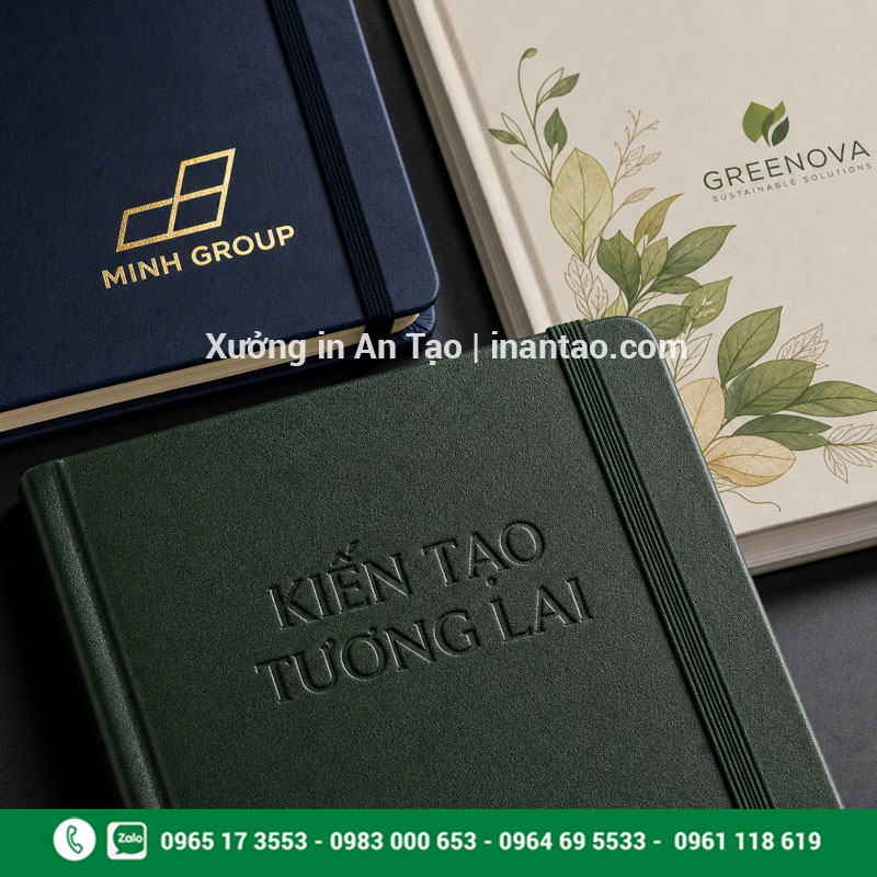 Kỹ thuật gia công bìa sổ tay cao cấp Cận cảnh ép kim dập chìm và in màu trên bìa sổ tay