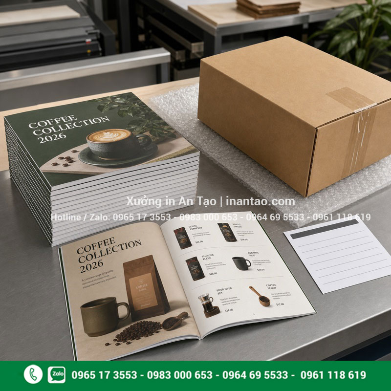 In catalogue số lượng ít lấy ngay Đơn in catalogue số lượng ít đóng gói giao nhanh