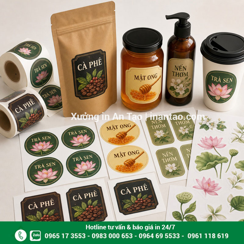 In decal giá rẻ theo yêu cầu tại inlichdeban.net Mẫu in decal hoàn chỉnh cho tem nhãn, sticker và bao bì sản phẩm