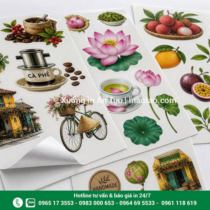 In decal sticker theo yêu cầu Mẫu in decal sticker bế demi theo viền hình