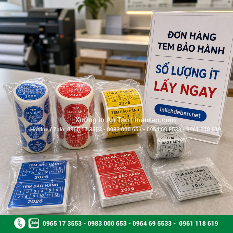 In tem bảo hành số lượng ít lấy ngay Đơn in tem bảo hành số lượng ít lấy ngay đã đóng gói