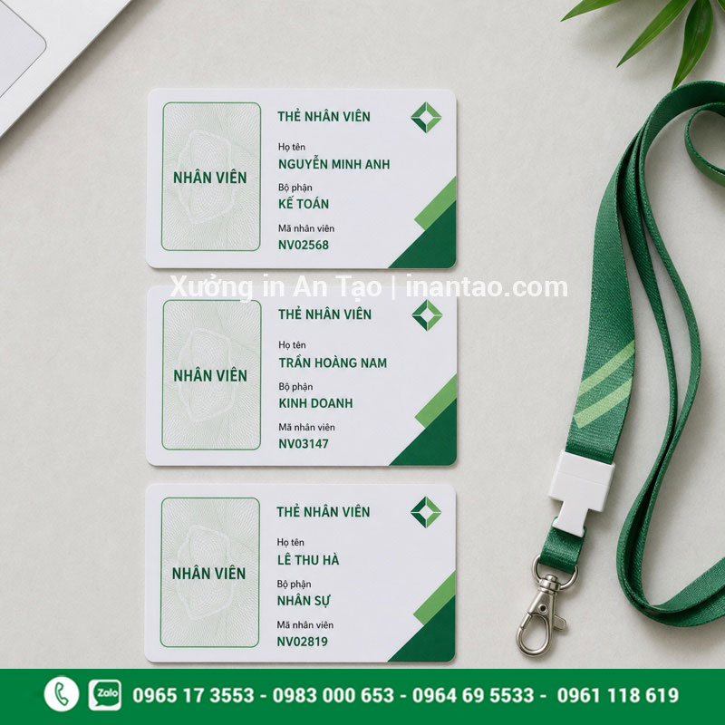 In thẻ nhựa nhân viên theo dữ liệu riêng Mẫu in thẻ nhựa nhân viên có vùng bảo mật và mã số