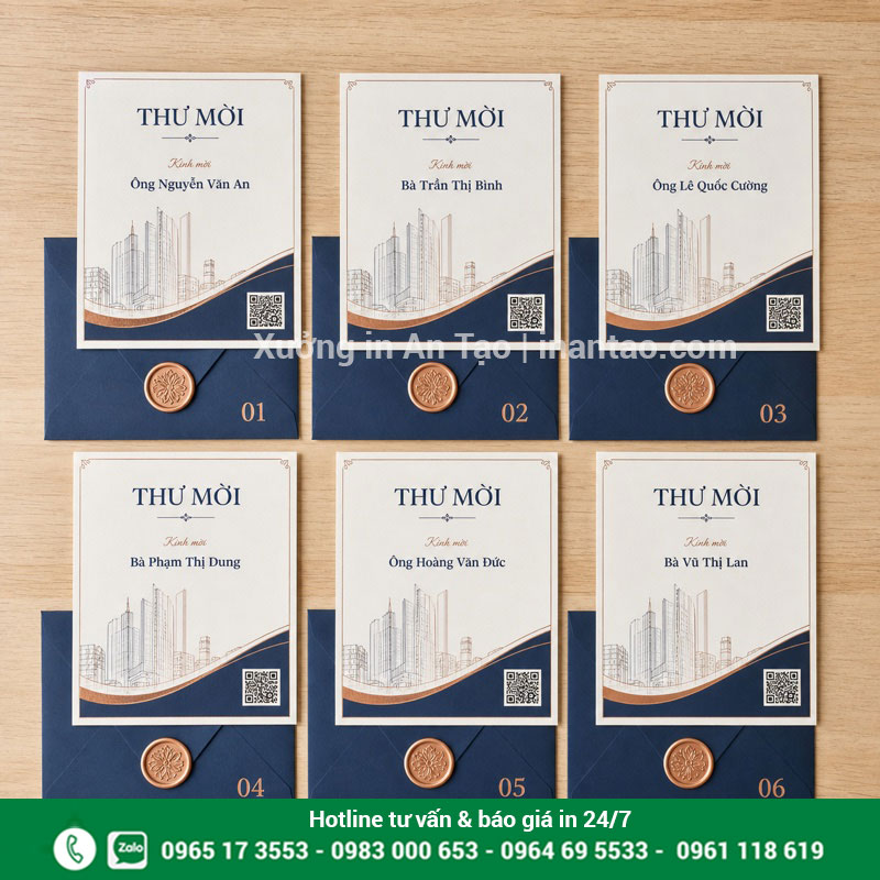 In thiệp theo yêu cầu tphcm có cá nhân hóa In thiệp theo yêu cầu cá nhân hóa tên khách và mã QR