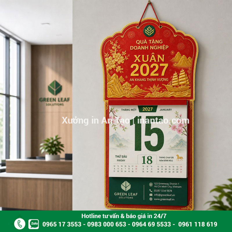Mẫu lịch bloc thiết kế nhận diện doanh nghiệp Lịch bloc in logo và thông tin doanh nghiệp
