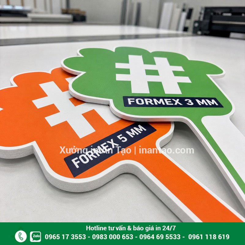 Chất liệu Formex in hashtag cầm tay 3 mm và 5 mm So sánh Formex 3 mm và 5 mm khi in hashtag cầm tay