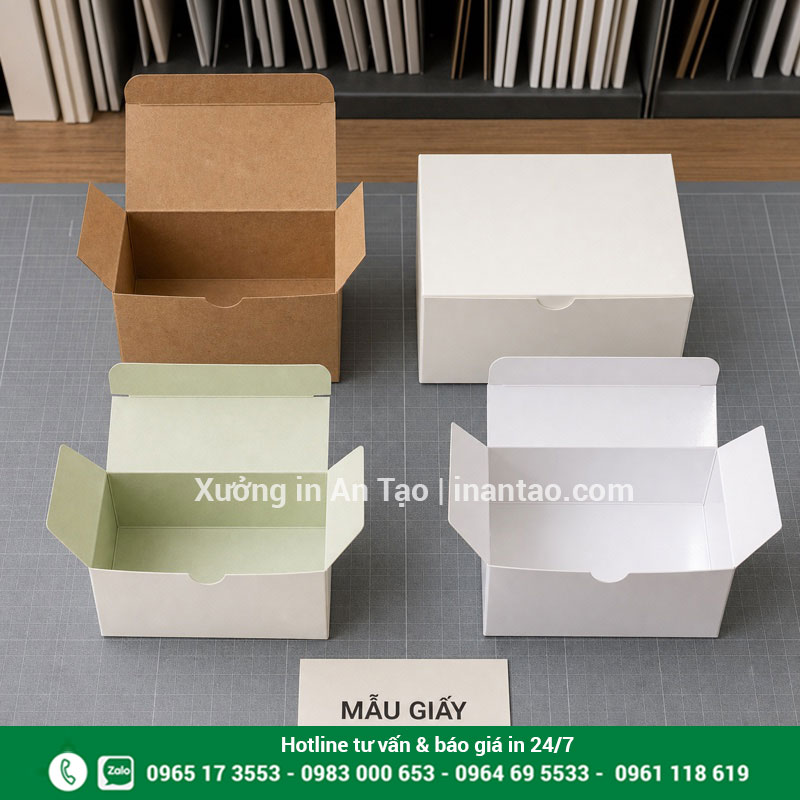 Chất liệu dùng để in hộp giấy So sánh chất liệu giấy Kraft Ivory Couche và Duplex làm hộp