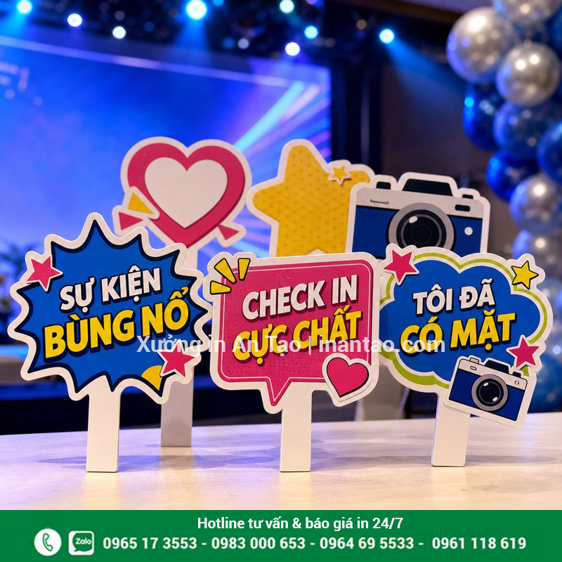 Hashtag sự kiện in màu sắc nét và cắt theo hình Bộ hashtag sự kiện nhiều màu cho khu vực check-in