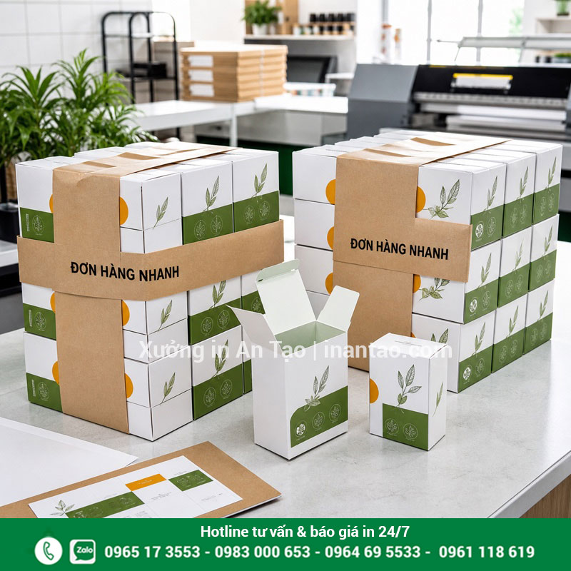 In hộp giấy số lượng ít lấy ngay Đơn in hộp giấy số lượng ít được hoàn thiện nhanh