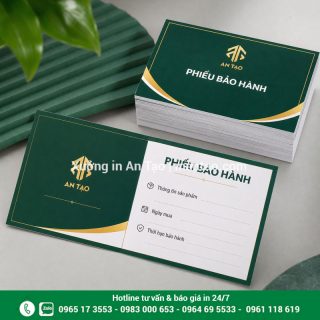 In phiếu bảo hành giá xưởng, thiết kế theo yêu cầu tại TPHCM
