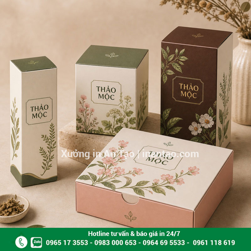 Mẫu in hộp giấy mỹ phẩm và thực phẩm Mẫu hộp giấy mỹ phẩm và thực phẩm thiết kế hoàn chỉnh