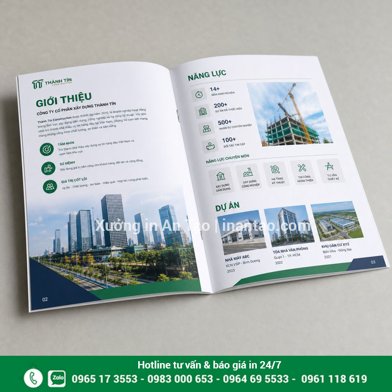 Mẫu ruột in hồ sơ năng lực công ty rõ ràng Trang ruột in hồ sơ năng lực công ty có dự án và thông số