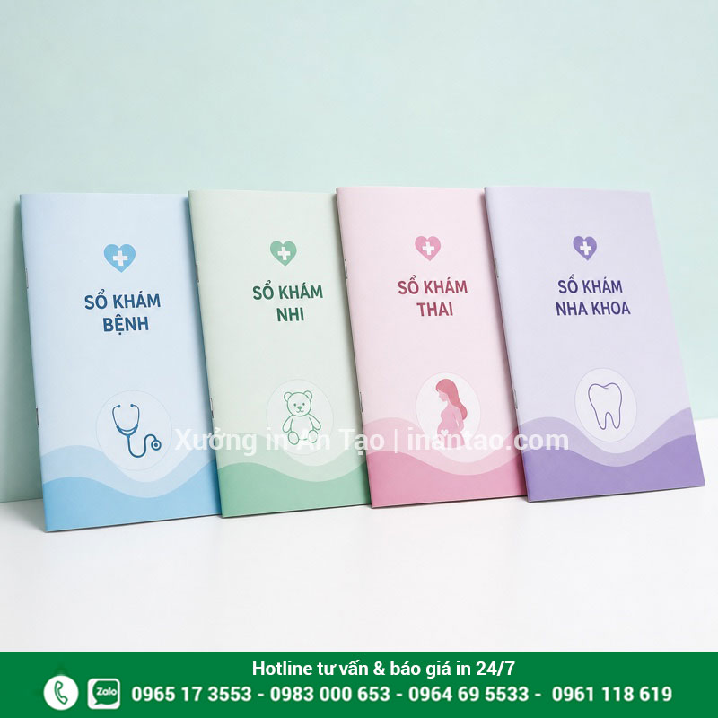 Sổ khám bệnh theo yêu cầu cho từng chuyên khoa Bốn loại sổ khám bệnh, sổ khám nhi, sổ khám thai và sổ nha khoa